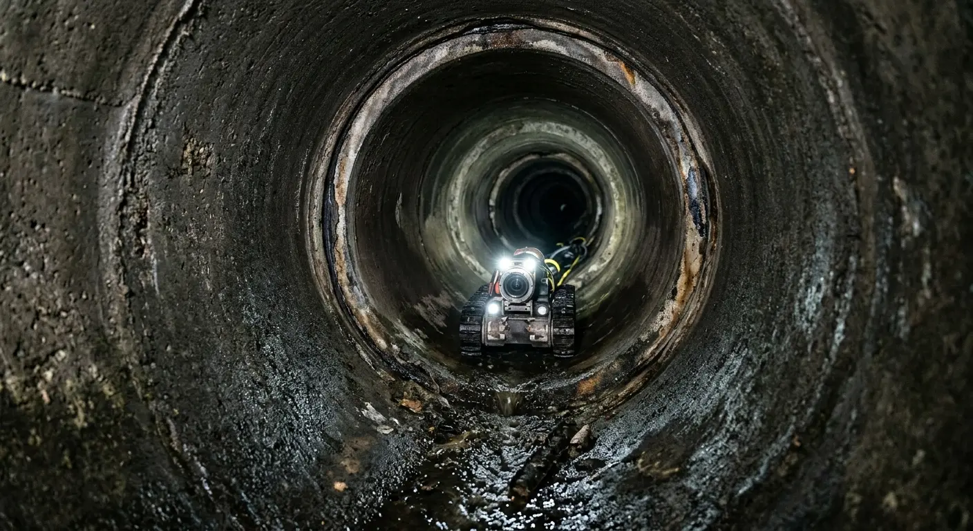 Robotic sewer camera inspecting pipe interior for Sewer Line Cleaning in Post Falls